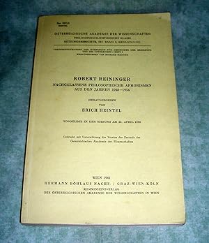 Nachgelassene philosophische Aphorismen aus den Jahren 1948-1954. Hrsg. von Erich Heintel.