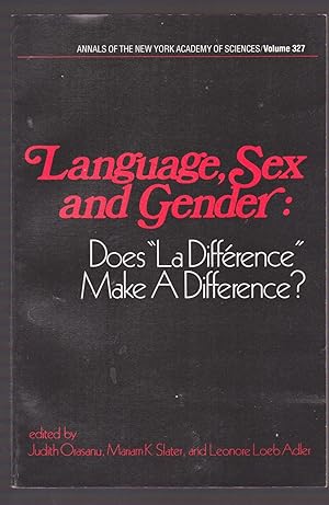 Image du vendeur pour Language, Sex and Gender: Does La Difference Make a Difference? (Annals of the New York Academy of Sciences, Vol. 327) mis en vente par Riverhorse Books