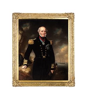 Seller image for Portrait of Admiral Sir George Seymour as commander-in-chief at Portsmouth, with his flagship HMS Victory beyond for sale by Hordern House Rare Books