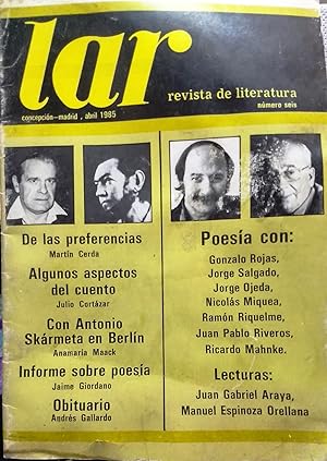 Imagen del vendedor de Lar, Revista de Literatura, nmero seis. Concepcin - Madrid, abril de 1985 a la venta por Librera Monte Sarmiento