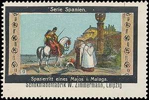 Seller image for Reklamemarke Spazierritt eines Majors in Malaga for sale by Veikkos