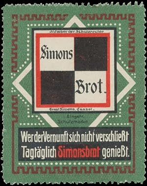 Bild des Verkufers fr Reklamemarke Simons Brot zum Verkauf von Veikkos