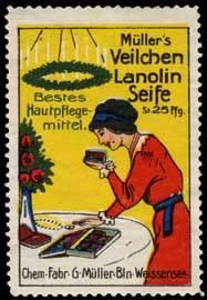 Image du vendeur pour Reklamemarke Veilchen Lanolin Seife zu Weihnachten mis en vente par Veikkos