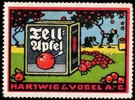 Bild des Verkufers fr Reklamemarke Wilhelm Tell-Apfel Schokolade zum Verkauf von Veikkos