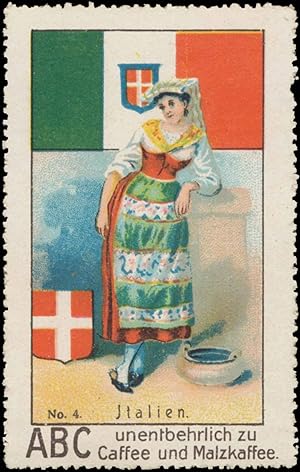 Bild des Verkufers fr Reklamemarke Tracht & Flagge von Italien zum Verkauf von Veikkos