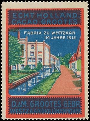 Bild des Verkufers fr Reklamemarke Fabrik zu Westzaan im Jahre 1912 zum Verkauf von Veikkos