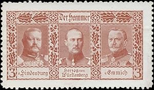 Bild des Verkufers fr Reklamemarke Paul von Hindenburg, Herzog von Wrttemberg, Otto von Emmich zum Verkauf von Veikkos