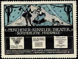 Seller image for Reklamemarke Mnchen Knstler Theater for sale by Veikkos