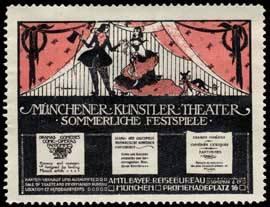 Seller image for Reklamemarke Knstler Theater Mnchen for sale by Veikkos