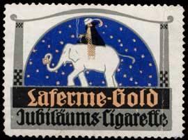 Bild des Verkufers fr Reklamemarke Laferme-Gold Zigaretten - Elefant zum Verkauf von Veikkos