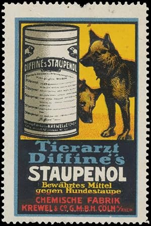 Bild des Verkufers fr Reklamemarke Diffines Staupendl fr Hunde zum Verkauf von Veikkos