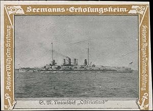 Bild des Verkufers fr Reklamemarke S.M. Linienschiff Ostfriesland zum Verkauf von Veikkos