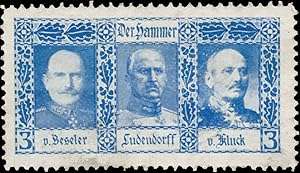 Bild des Verkufers fr Reklamemarke Hans von Beseler, Erich Ludendorff, Alexander von Kluck zum Verkauf von Veikkos
