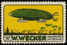 Reklamemarke Weckers Tafel-Gurken Zeppelin