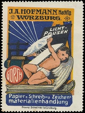 Seller image for Reklamemarke Papier-, Schreib- und Zeichenmatrialienhandlung for sale by Veikkos
