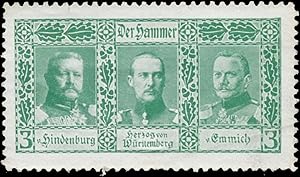 Bild des Verkufers fr Reklamemarke Paul von Hindenburg, Herzog von Wrttemberg, Otto von Emmich zum Verkauf von Veikkos