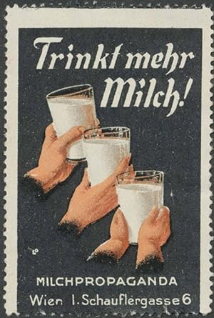 Bild des Verkufers fr Reklamemarke Trinkt mehr Milch! zum Verkauf von Veikkos