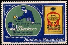 Seller image for Reklamemarke Beckers Hustenbonbons for sale by Veikkos