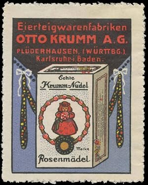 Seller image for Reklamemarke Echte Krumm-Nudel Rosenmdel for sale by Veikkos