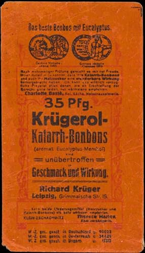 Seller image for Reklamemarke 35 Pf. Krgerol Katarrh-Bonbons for sale by Veikkos