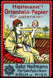 Bild des Verkufers fr Reklamemarke Heitmanns Orientala - Papier fr Osterreier zum Verkauf von Veikkos
