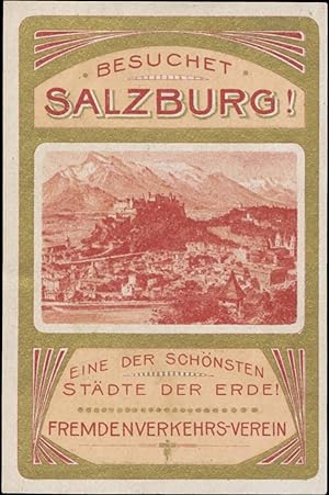Bild des Verkufers fr Reklamemarke Besuchet Salzburg! zum Verkauf von Veikkos