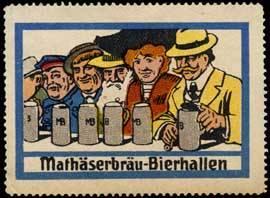 Bild des Verkufers fr Reklamemarke Mathserbru-Bierhallen zum Verkauf von Veikkos