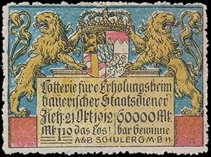 Seller image for Reklamemarke Lotterie fr ein Erholungsheim bayerischer Staatsdiener for sale by Veikkos