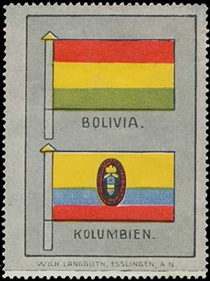 Bild des Verkufers fr Reklamemarke Bolivia - Kolumbien Flagge zum Verkauf von Veikkos