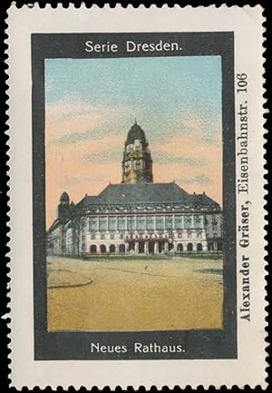 Bild des Verkufers fr Reklamemarke Neues Rathaus von Dresden zum Verkauf von Veikkos