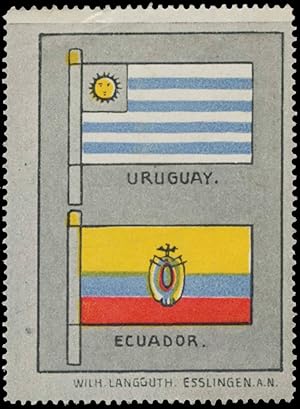 Bild des Verkufers fr Reklamemarke Uruguay - Ecuador Flagge zum Verkauf von Veikkos