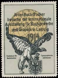 Bild des Verkufers fr Reklamemarke Buchdrucker - Ausstellung fr Buchgewerbe und Grafik zum Verkauf von Veikkos