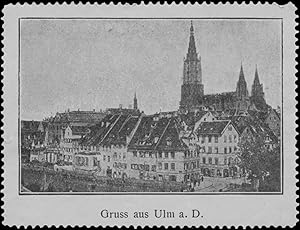 Bild des Verkufers fr Reklamemarke Gruss aus Ulm an der Donau zum Verkauf von Veikkos