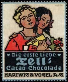 Imagen del vendedor de Reklamemarke Die erste Liebe Wilhelm Tell Schokolade a la venta por Veikkos