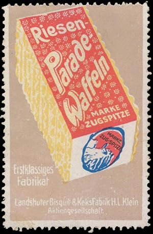 Seller image for Reklamemarke Riesen Parade-Waffeln Marke Zugspitze for sale by Veikkos