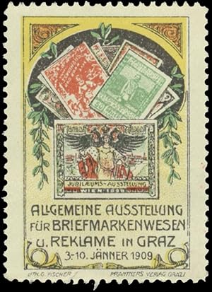 Bild des Verkufers fr Reklamemarke Allgemeine Ausstellung fr Briefmarkenwesen und Reklame zum Verkauf von Veikkos