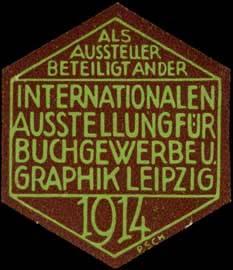 Seller image for Reklamemarke Als Aussteller beteiligt an der Internationalen Ausstellung fr Buchgewerbe und Grafik for sale by Veikkos