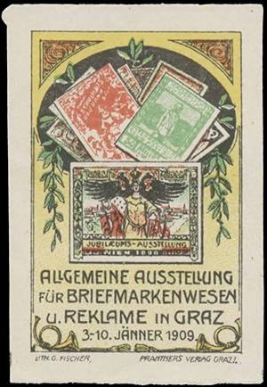 Bild des Verkufers fr Reklamemarke Allgemeine Ausstellung fr Briefmarkenwesen und Reklame zum Verkauf von Veikkos