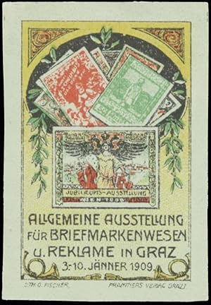 Bild des Verkufers fr Reklamemarke Allgemeine Ausstellung fr Briefmarkenwesen und Reklame zum Verkauf von Veikkos