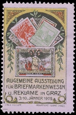 Bild des Verkufers fr Reklamemarke Allgemeine Ausstellung fr Briefmarkenwesen und Reklame zum Verkauf von Veikkos