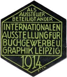 Seller image for Reklamemarke Als Aussteller beteiligt an der Internationalen Ausstellung fr Buchgewerbe und Grafik for sale by Veikkos