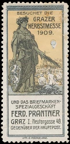 Reklamemarke Briefmarken-Spezialgeschäft Ferd. Prantner