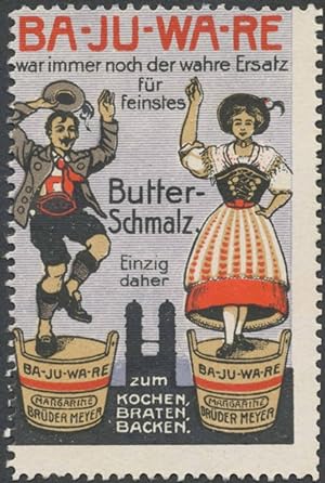 Seller image for Reklamemarke Ba-Ju-Wa-Re Butter-Schmalz for sale by Veikkos