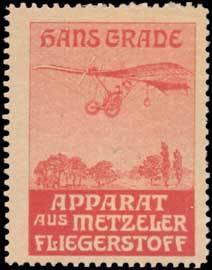 Reklamemarke Hans Grade Flugzeug Apparat