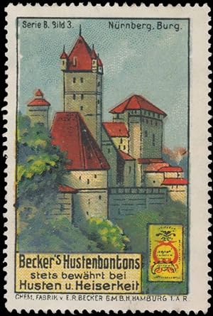 Bild des Verkufers fr Reklamemarke Burg in Nrnberg zum Verkauf von Veikkos