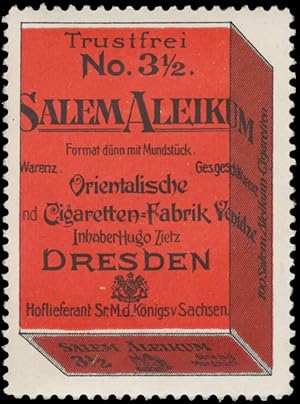 Image du vendeur pour Reklamemarke Salem Aleikum No. 3 1/2 mis en vente par Veikkos