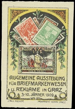 Bild des Verkufers fr Reklamemarke Allgemeine Ausstellung fr Briefmarkenwesen und Reklame zum Verkauf von Veikkos