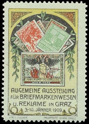 Bild des Verkufers fr Reklamemarke Allgemeine Ausstellung fr Briefmarkenwesen und Reklame zum Verkauf von Veikkos