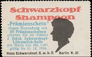 Seller image for Reklamemarke Schwarzkopf Shampoon Prmienschein for sale by Veikkos