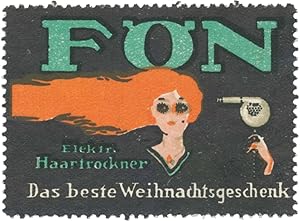 Bild des Verkufers fr Reklamemarke Fn elektr. Haartrockner das beste Weihnachtsgeschenk zum Verkauf von Veikkos